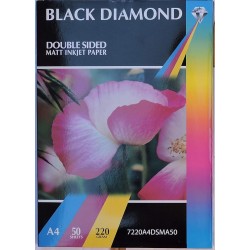 Black Diamond Double Sided A4 220gsm Inkjet Matte Photo paper - 50 Sheets